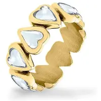 Liebeskind berlin Fingerring "Glass Heart, Herz" Gr. 54, gold (gelbgoldfarben, kristallweiß), Fingerringe, Damen, 54, Edelstahl, 8mm, Fingerring, mit Glasstein