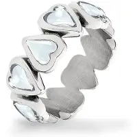 Liebeskind berlin Fingerring "Glass Heart, Herz" Gr. 54, blau (edelstahlfarben, kristallweiß), Fingerringe, Damen, 54, Edelstahl, 8mm, Fingerring, mit Glasstein