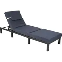 Mendler Poly-Rattan Sonnenliege HWC-A51, Relaxliege Gartenliege Liege - Premium anthrazit, Kissen grau