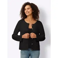 HEINE Strickjacke , Damen, Gr. 50, schwarz, 100% Baumwolle, unifarben, Strickjacken Strickjacke