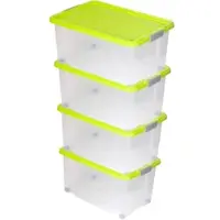 BigDean 4 Stück Große Eurobox mit Deckel und Rollen Aufbewahrungsbox 60 X 40 X 32 cm