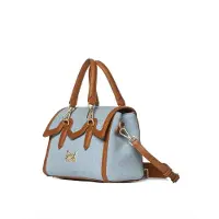 Secret Pon Pon Damen Handtasche Blau Jeans und Leder mit abnehmbarem Schultergurt blu jeans e Cuoio UNICA 25.5x18x9.5 cm YALIS-DENIM-SMALL-DENIM-TAN
