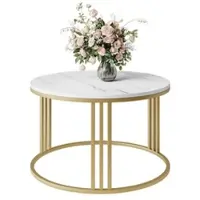 Lookway Runder Couchtisch LORI LEVANTO mit goldenem Gestell