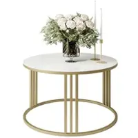 Lookway Runder Couchtisch LORI GLASS mit goldenem Gestell