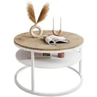 Lookway Runder Couchtisch CIRI mit Ablage Eiche Artisan Wotan Stirling