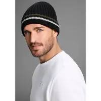 Man'S World Strickmütze , Herren, schwarz (schwarz, grau, grün), Grobstrick, Materialmix, gestreift, kontrastfarbene Details, unifarben mit Farbeinsatz, Mützen Strickmütze, mit wärmenden Fleecefutter