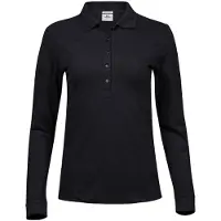Tee Jays 146 | Ladies Stretch Long Sleeve Poloshirt - Farbe: Black - Größe: 3XL