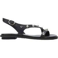 Martinelli für Damen. 1535-B152Z Mazzini flache Ledersandalen mit Nieten schwarz (39), Wohnung, Schnalle, Lässig
