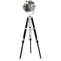 Casa Padrino Luxus Stativ-Stehleuchte Tripod in Schwarz und Silber, höhenverstellbar bis 190 cm