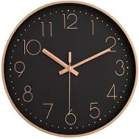 IvoQ Moderne Wanduhr Schwarz - Schlichtes Design - Ø 30cm - Leises Quarzwerk