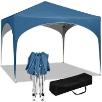Woltu BukkitBow – Partyzelt mit runder Kante – faltbares Zelt – wasserdicht und wetterfest – Gartenpavillon – 300 x 300 cm – Blau