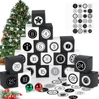 Sonstiges Adventskalender zum Befüllen 24 Schachteln DIY Geschenkboxen Schwarz-Weiß-Box