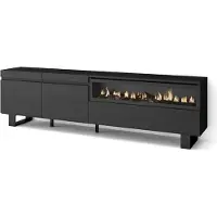 Skraut Home | TV-Möbel, Lowboard | Wohnzimmer, Esszimmer | 200x57x35cm | Für TVs bis 80" | Elektrischer Kamin | Industriedesign | Moderner Stil