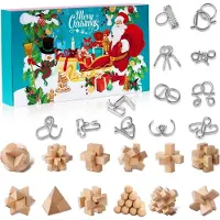 Sonstiges Adventskalender 2024 für Kinder und Erwachsene mit Knobelspielen, Metall Knobelei, 3D Holz - Geschenke für Jungen Mädchen Teenager