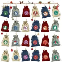 Sonstiges Adventskalender zum Befüllen Stoffbeutel 24 Weihnachtskalender Wiederverwendbar Jutesäckchen Multicolor
