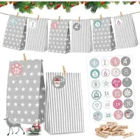 Sonstiges Adventskalender Tüten Grau mit Zahlenaufklebern, DIY Weihnachtskalender