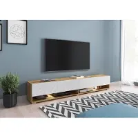 Piaski TV-Schrank Lowboard 180 cm, TV-Schrank, schwebend weiß, Wotan, LED-Beleuchtung optional