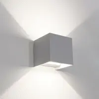 CENTURY LED-Außenwandleuchte nach oben/unten, QUADRATO, grau, 20 W, 3000/4000/6500 K, IP65