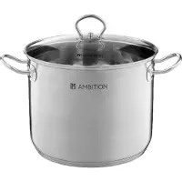 Ambition Acero 16 l - Gastronomischer Topf / Kochtopf aus Edelstahl mit Deckel