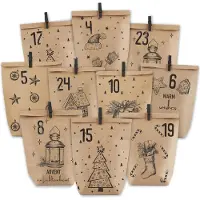 Sonstiges Adventskalender zum Befüllen 24 Kraftpapiertüten Weihnachtskalender Schwarzbraun