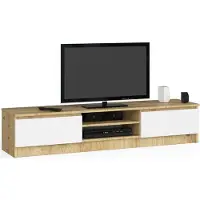 Akord Fernsehkommode K-160 | ein offenes Regal | 2 Regale mit Flügeltüren links und rechts | H33 x B160 x T40 cm | Gewicht 30 kg