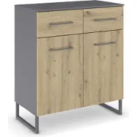 Rauch Möbelwerke Kommode >Butte< in Eiche Artisan / grau metallic - 80x92x42 (BxHxT)