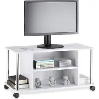 Relaxdays TV-Schrank, auf 4 Rollen, offen, mobil, MDF, HxBxT: 41,5 x 80 x 40 cm, TV-Schrank, Fernsehschrank, weiß