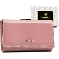 Rovicky Mittlere Damenbrieftasche mit Druckknopfverschluss und Haken -