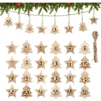 Sonstiges LIHAO Adventskalender 24 Zahlen Holz Anhänger Weihnachtsbaum Countdown Holzverzierungen