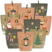 Sonstiges DIY Adventskalender Tüten Set, 24 Kraftpapiertüten mit Aufkleberzahlen