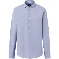 Hackett für Herren. HM3010762 Hemd City Gingham blau (S), Lässig, Baumwolle, Klassisch, Langarm, Marine