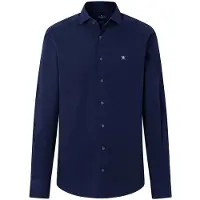 Hackett London für Herren. HM3010764 Hemd Ess Stretch Pop Marineblau (L), Lässig, Baumwolle, Klassisch, Langarm