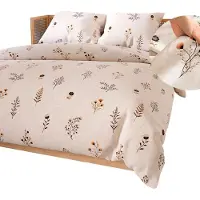 MARKIZETA HOME Bettwäsche, Baumwollsatin-Bettwäsche, hohe Qualität 160x200 Dusoria Beige, Wildblumen