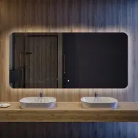 Artforma Badspiegel 70x60 cm - Horizontal mit LED Beleuchtung - LED Farbe Kaltweiß 7000K - TZA105 - Touch Schalter - Individuell Nach Maß - Beleuchtet Wandspiegel Lichtspiegel Badezimmerspiegel