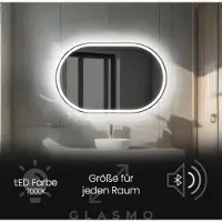 Artforma Spiegel mit Beleuchtung 150x100 cm Freya - Horizontal Oval Badezimmerspiegel mit LED Beleuchtung - Kaltweiß 7000K - LED Badspiegel Lichtspiegel mit Bluetooth-Lautsprecher