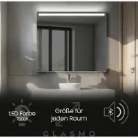 Artforma Spiegel mit Beleuchtung 80x90 cm Everly - Vertikal Rechteckiger Badezimmerspiegel mit LED Beleuchtung - Kaltweiß 7000K - LED Badspiegel Lichtspiegel mit Bluetooth-Lautsprecher