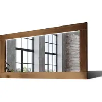 Artforma 160x80 Rechteckig Rustikal Wandspiegel mit Rahmen massivholz Eichenholz mit Beleuchtung Horizontal | Individuell Spiegel Nach Maß | LDR225 Oak Brown Glatte Oberfläche