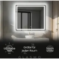 Artforma Badspiegel mit LED Beleuchtung 50x80 cm Bella - Vertikal Rechteckiger Spiegel mit Beleuchtung - Kaltweiß 7000K - Badezimmerspiegel Lichtspiegel mit Touch Schalter