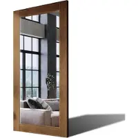 Artforma 100x110 Rechteckig Rustikale Wandspiegel mit Rahmen massivholz Eichenholz Vertikal | Individuell Spiegel Nach Maß | PLDR224 Oak Brown Glatte Oberfläche
