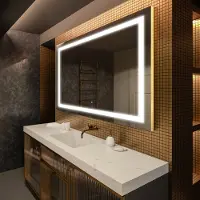 Artforma Badspiegel 100x50 cm - mit LED Beleuchtung - LED Farbe Kaltweiß 7000K - Individuell Nach Maß - Beleuchtet Wandspiegel Lichtspiegel Badezimmerspiegel | Lichtschalter: Touch Schalter |LED015