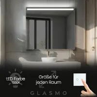 Artforma Badspiegel mit Beleuchtung 200x70 cm Everly - Horizontal Rechteckiger Spiegel mit LED Beleuchtung - Kaltweiß 7000K - Badezimmerspiegel Lichtspiegel