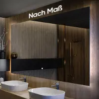 Artforma Badspiegel 130x50 cm - Horizontal mit LED Beleuchtung - LED Farbe Kaltweiß 7000K - T101 - Touch Schalter - Individuell Nach Maß - Beleuchtet Wandspiegel Lichtspiegel Badezimmerspiegel
