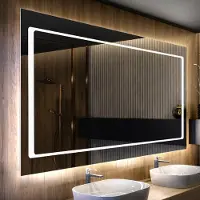 Artforma Badspiegel 90x80 cm - mit LED Beleuchtung - LED Farbe Kaltweiß 7000K - Individuell Nach Maß - Beleuchtet Wandspiegel Lichtspiegel Badezimmerspiegel | Lichtschalter: Touch Schalter |LED061