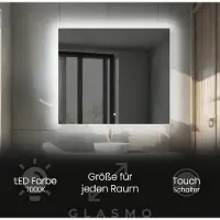Artforma Wandspiegel mit Beleuchtung 160x90 cm Ellie - Horizontal Rechteckiger Badspiegel mit LED Beleuchtung - Kaltweiß 7000K - Badezimmerspiegel Lichtspiegel mit Touch Schalter