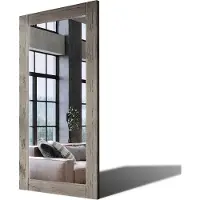 Artforma 80x140 Rechteckig Rustikale Wandspiegel mit Rahmen massivholz Eichenholz Vertikal | Individuell Spiegel Nach Maß | PLDR224 Oak Ashen Gealterte Oberfläche