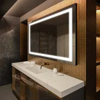 Artforma Badspiegel 70x90 cm - mit LED Beleuchtung - LED Farbe Kaltweiß 7000K - Individuell Nach Maß - Beleuchtet Wandspiegel Lichtspiegel Badezimmerspiegel | Lichtschalter: Touch Schalter |LED015