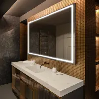 Artforma Badspiegel 150x60 cm - mit LED Beleuchtung - LED Farbe Kaltweiß 7000K - Individuell Nach Maß - Beleuchtet Wandspiegel Lichtspiegel Badezimmerspiegel | Lichtschalter: Touch Schalter |LED049