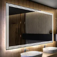 Artforma Badspiegel 100x90 cm - mit LED Beleuchtung - LED Farbe Kaltweiß 7000K - Individuell Nach Maß - Beleuchtet Wandspiegel Lichtspiegel Badezimmerspiegel | Lichtschalter: Touch Schalter |LED133