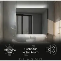 Artforma Badspiegel mit Beleuchtung 120x90 cm Eliza - Horizontal Rechteckiger Spiegel mit LED Beleuchtung - Kaltweiß 7000K - Badezimmerspiegel Lichtspiegel mit Bluetooth-Lautsprecher