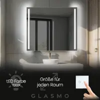 Artforma Wandspiegel mit Beleuchtung 90x100 cm Claire - Vertikal Rechteckiger Badspiegel mit LED Beleuchtung - Kaltweiß 7000K - Badezimmerspiegel Lichtspiegel